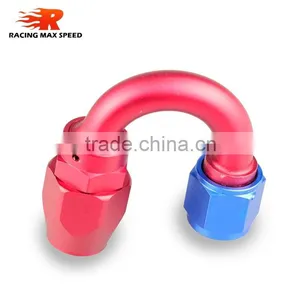 Aluminum Oil Cooler Fitting 180 Degree Resuable Hose End Fuel Line Hose End Fitting Adaptor Blue and Red 40-180-10 thumbnail-5