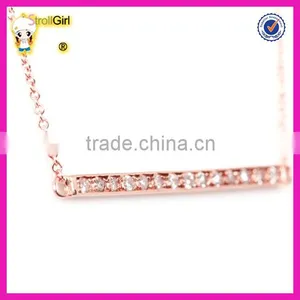 Classic Factory Directly Sell Full cz Bar Necklace Fashion Rose Gold Plating Horizontal Bar Necklace thumbnail-2