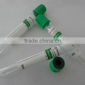 PET/Glass Medical Disposable Vacuum Blood Test Collection Tube (heparin Tube Green) With CE&ISO thumbnail-1