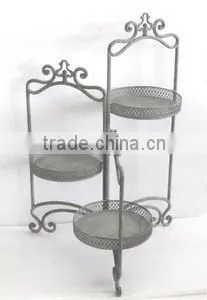 100547F Folded Antique Decorative Sranding Flower Pot Kitchen Pot Metal Rack thumbnail-1