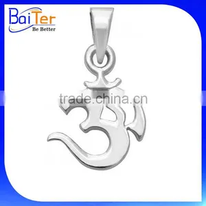 Fashion White Gold Plated Pave Cubic Zircon CZ 925 Sterling Silver Om Pendant thumbnail-1