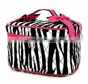 2015 Quilted Zebra Print Cosmetic Bag With Bows thumbnail-2