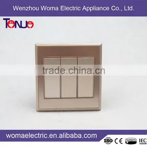 Brown Color 3 Gang 2 Way Wall Switch for Saudi Arabia Market thumbnail-1