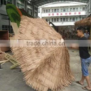 High Class Sun Protection Waterproof Material Outdoor Artificial Folder and Collapsible Thatch Umbrella thumbnail-1
