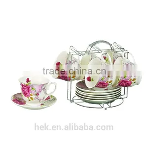 Ceramic Tea Set With Metal Rack , 13pcs Tea/cofee Set thumbnail-6