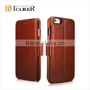 ICARER Genuine Leather Vintage Wallet Case With Three Credit Cards Slot For IPhone6/6s thumbnail-2