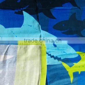 100% Cotton Ocean Blue Shark Printed Beach Towel Blue Ocean Beach Towel thumbnail-3