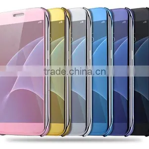 For Samsung Galaxy S7 S7 Edge Flip Slim Mirror View Electroplating Mirror Hard Clear Transparent Mirror Case Cover thumbnail-5