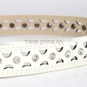 White Rhinestone Cheap Leather Female Belt SWF-15062931 thumbnail-5