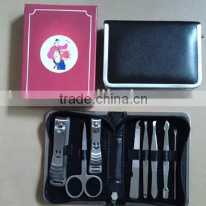 MRT-037 8pcs PU Bag With Colored Box Stainless Steel pu Manicure Set thumbnail-1