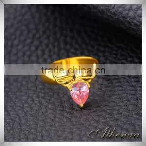 Smooth Wholesale Gold Jewelry Angle Wing Brass Single Stone Ring Designs thumbnail-2