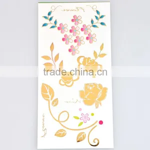 Custom Radiant Rose Flower Gold and Silver Temporary Tattoos Gold Body Art Tattoos Manufacturer thumbnail-1