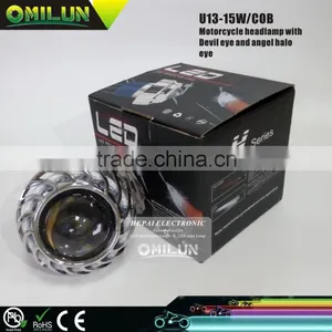 2015 New Version U13 LED Motorcycle Headlight With Angel Halo Eyes thumbnail-1