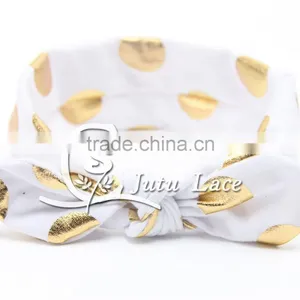 New Full Head Cover Head Turban Head Wrap Hair Accessories, Wholesale Gold Foil Dot Bunny Ear Dot Turban Headbands thumbnail-5