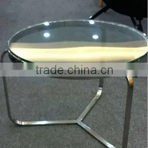 Round Coffee Table Stainless Steel Table With Glass Top thumbnail-2