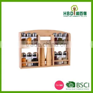 Best Selling Premium Bamboo Spice Rack Set With Glass Jars,bamboo Spice Jar Set Wholesale thumbnail-3
