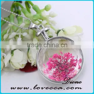 Gold Jewellery Design PINK Flower Glass Pendant Necklace for Women thumbnail-4