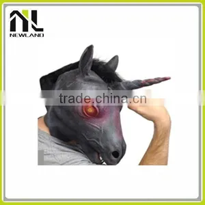 2015 The Newest Design Celebration Party Fancy Dress Latex Black Unicorn Head Mask thumbnail-1