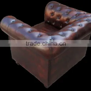 Leather Chesterfields 1 Seater Dark Brown Colour Sofa thumbnail-5