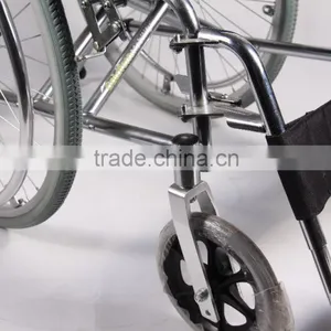 CHROMED STEEL FRAME,FLIP-UP DESK ARMREST,DETACHABLE FOOTREST,SOLID CASTOR, HOT SALE MANUAL WHEELCHIR thumbnail-4
