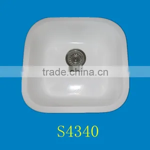 White Acrylic Solid Surface Bowl Sink, Resin Stone Kitchen Sinks thumbnail-4