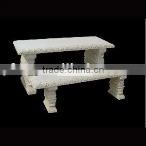 Hand Carved Stone Bench thumbnail-1