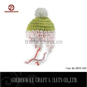 Wholesale Knitted Real Fur Pom Pom Attached Crochet Fancy Baby Beanie Hats thumbnail-1