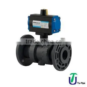 U-PVC Pneumatic Actuation Double Acting True Union Ball Valves For Acid (Both Side Female Threaded Ball Valve) thumbnail-1