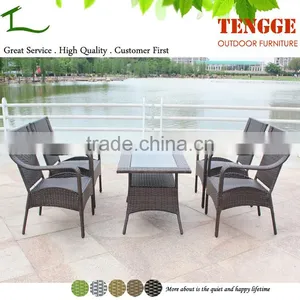 Outdoor 5 Pieces Wicker Rectangular Dining Chair Set Includes 4 Side Chairs thumbnail-1
