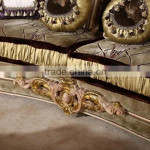 European Style Hand Carved Leather And Fabric Mixed 1+2+3 Sofa Set With Coffee Table(MOQ=1 SET) thumbnail-4