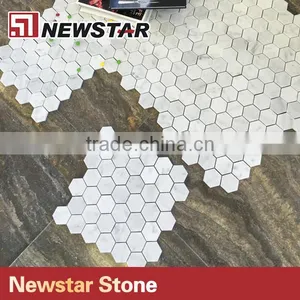 Newstar White Marble Hexagon Tile Designs Bianco Bathroom Floor Mosaic thumbnail-3