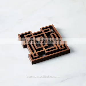 Laser-Cut Walnut Teapot Trivet Dish Trivet Exclusive Trivet thumbnail-2