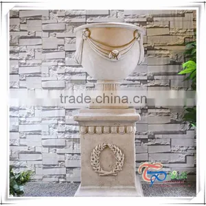 Outdoor Garden Polyresin Flower Urn With Flower Stand thumbnail-3