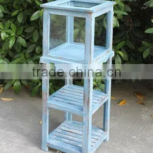 Antique Blue Wooden Flower Rack thumbnail-1