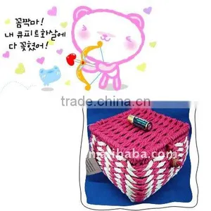 Red Square Paper Rope Woven Iron Frame Model Storage Box thumbnail-1
