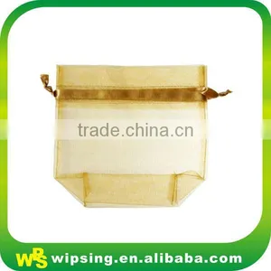 White Organza Pouch With Printed Ribbon Drawstring thumbnail-3
