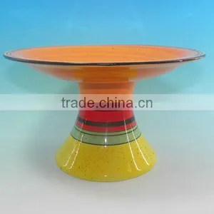 CERAMIC STRIPE CAKE STAND thumbnail-1