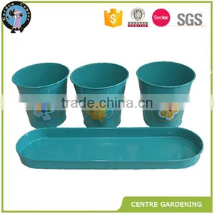Cheap Hand Painting Metal Plant Planters and Pots With Tray thumbnail-4