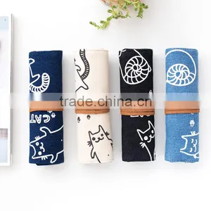 Large Capacity Canvas Multifunction Roll Pencil Case Pencil Bag Pouch for School for Student thumbnail-1