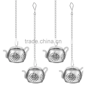 WCQ029 Tea Infuser Tea Ball Stainless Steel Loose Leaf Tea Strainer With Chain and Drip Trays Teapot Infuser Gift thumbnail-2