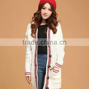 Long Winter Sweater Students Knit Sweater Cardigan thumbnail-1
