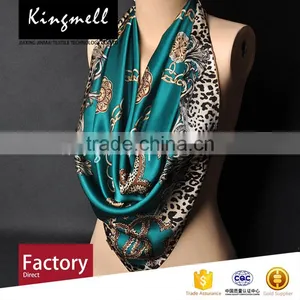 Custom Chinese Supplier' Digital Printing Silk Satin Lady Scarf Square Scarf thumbnail-5