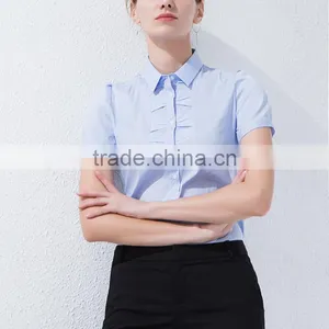 Women Short Sleeve Shirt, 2017 Spring and Summer New Business, Leisure, Self-cultivation, Lotus Leaf Side Collar Shirt thumbnail-3