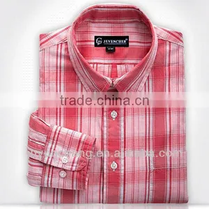 Plaid Three Button Collar Casual Mens Red Flannel Shirt thumbnail-1