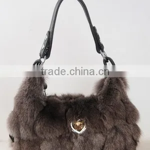 High Quality Luxury Dye Fox Fur Handbag / Winter Wine Fox Fur Bag thumbnail-5