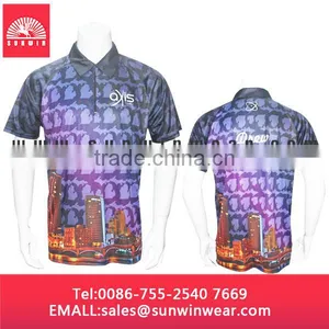 Custom Factory Price Mens 100% Polyester Tripe Polo Shirt thumbnail-5