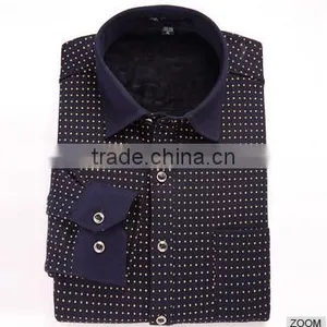 2016 the Latest Design 100% Check Casual Dress Dot Printed Shirt for Men thumbnail-1