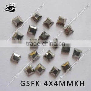 Iron on Crystal 4x4mm Square Rhinestone Hematite Color thumbnail-1