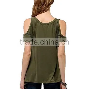 Hot Selling Womens Shoulder Off Wide Hem Design Top Shirts thumbnail-3