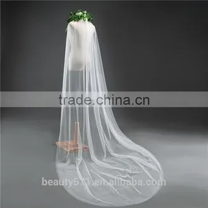 2017 Wholesale Wholesale White Wedding Lace Bridal Veils Long Tulle Veils HL01 thumbnail-2